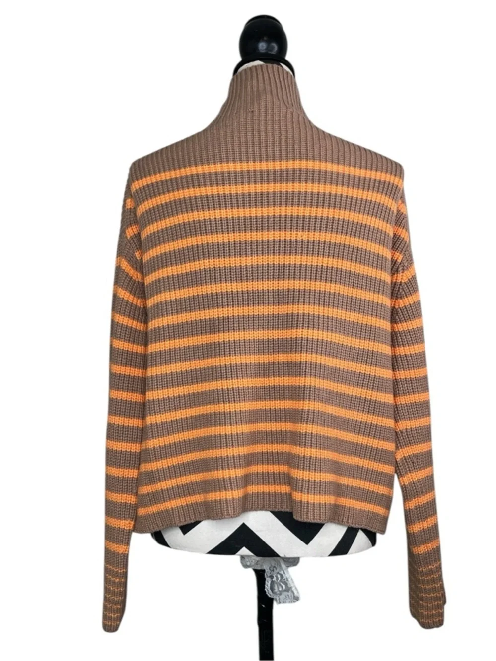 NWT Ann Taylor Sz L Striped Ribbed Knit Turtleneck Sweater